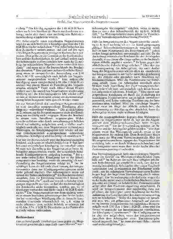 Vorschauseite 4: Das Negativatest des IntegrationsamtesVoraussetzungen, Wirkungen und Rechtsschutz