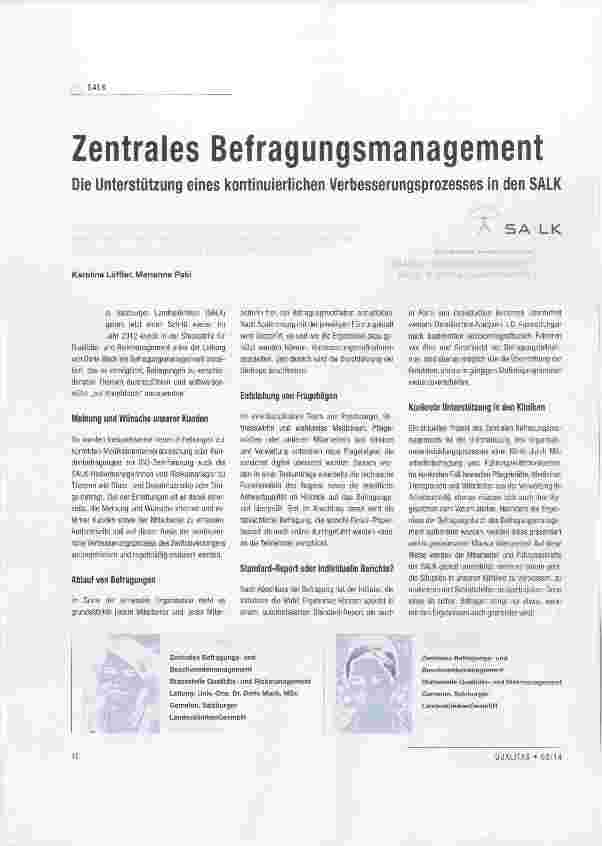 Vorschauseite 1: Zentrales Befragungsmanagement