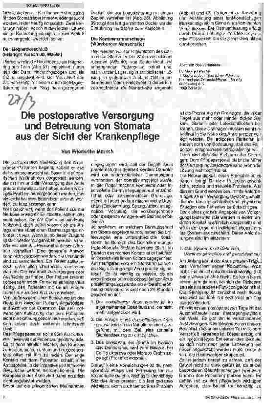 Vorschauseite 1: Die postoperative Versorgung und Betreuung von Stomata aus der Sicht der Krankenpflege