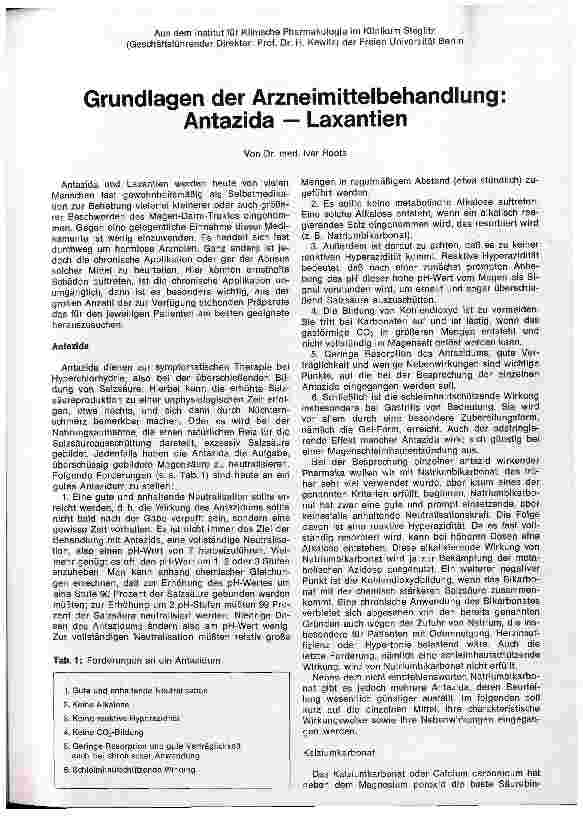 Vorschauseite 1: Grundlagen der Arzneimittelbehandlung: Antizida - Laxantien