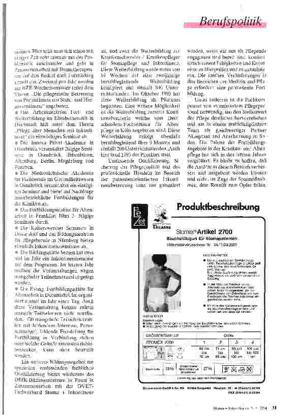 Vorschauseite 3: 3 Jahre Ausbildung, und was dann? Fortund Weiterbildungsangebote in Sachen Inkontinenz kritisch beleuchtete