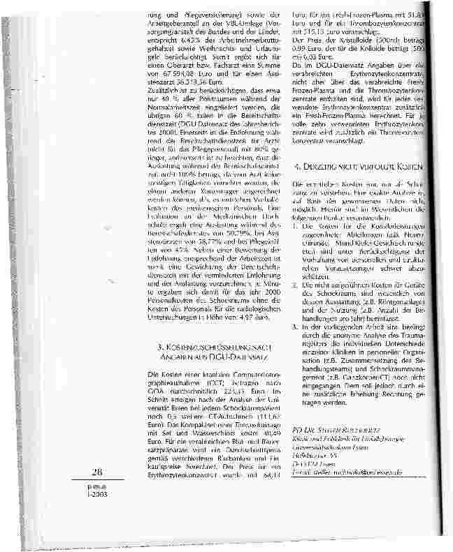 Vorschauseite 4: WAS KOSTET EIN SCHWERVERLETZTER IMSCHOCKRAUM?EIN MODELL ZUR KOSTENSCHÄTZUNG AUF BASIS DES TRAUMAREGISTERS DER DGU