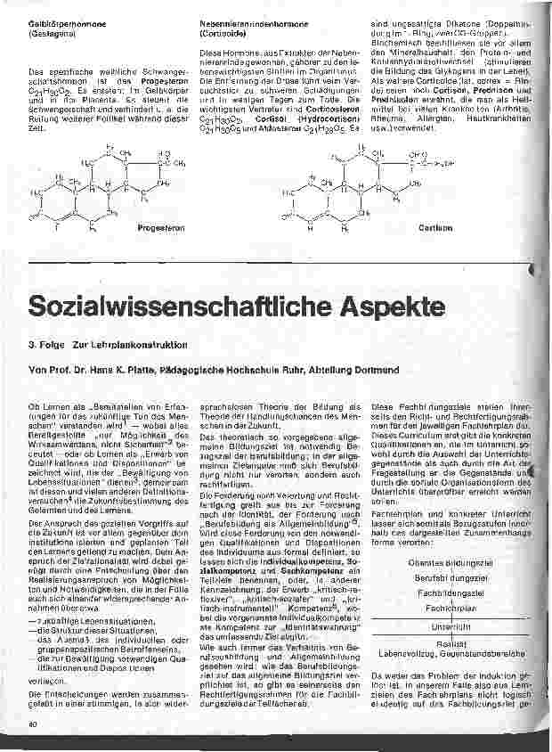 Vorschauseite 1: Sozialwissenschaftliche Aspekte 3. Folge: Zur Lehrplankonstruktion
