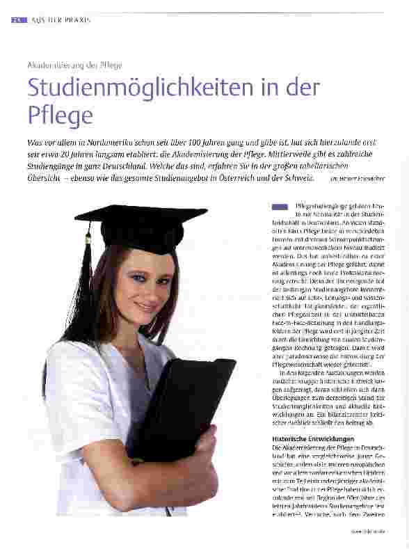 Vorschauseite 1: Studienmöglichkeiten in der Pflege