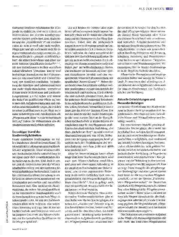 Vorschauseite 2: Studienmöglichkeiten in der Pflege