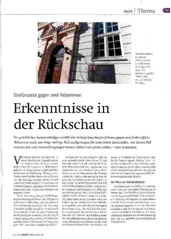 Vorschauseite 1: Strafprozess gegen zwei HebammenErkenntnisse in der Rückschau