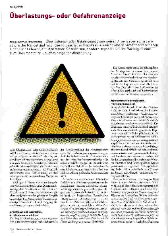 Vorschauseite 1: Überlastungsoder Gefahrenanzeige