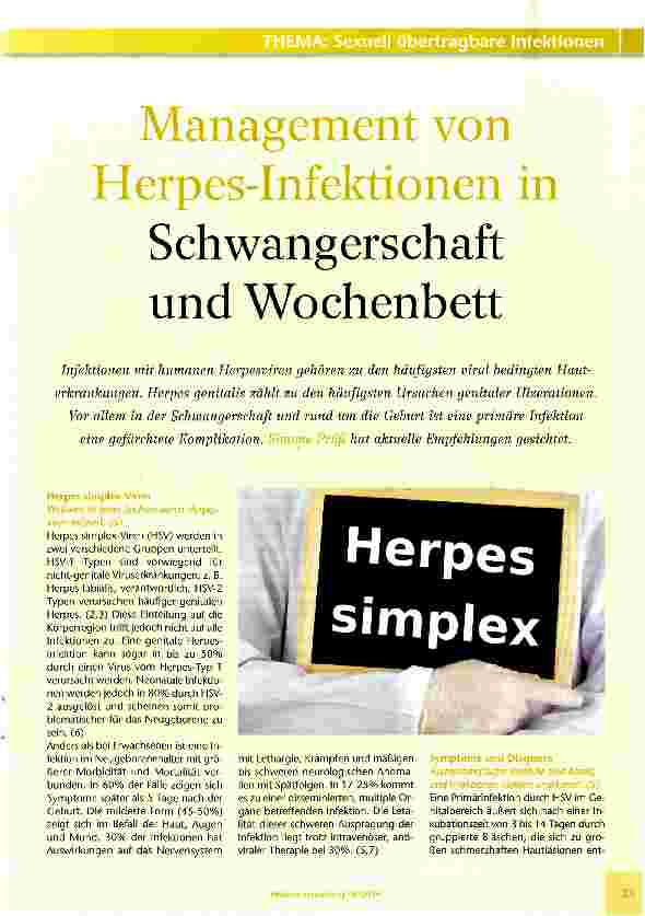 Vorschauseite 1: Management von Herpes-Infektionen in Schwangerschaft und Wochenbett