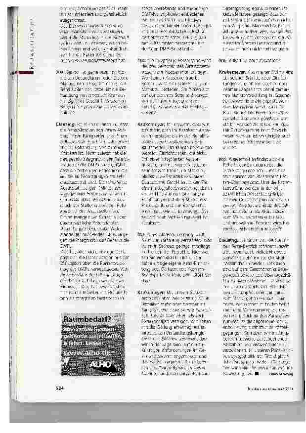 Vorschauseite 3: Ungesteuerter ZusammenbruchInterview zur Privatisierungswelle im Akutbereich und die Perspektiven der Rehabilitation