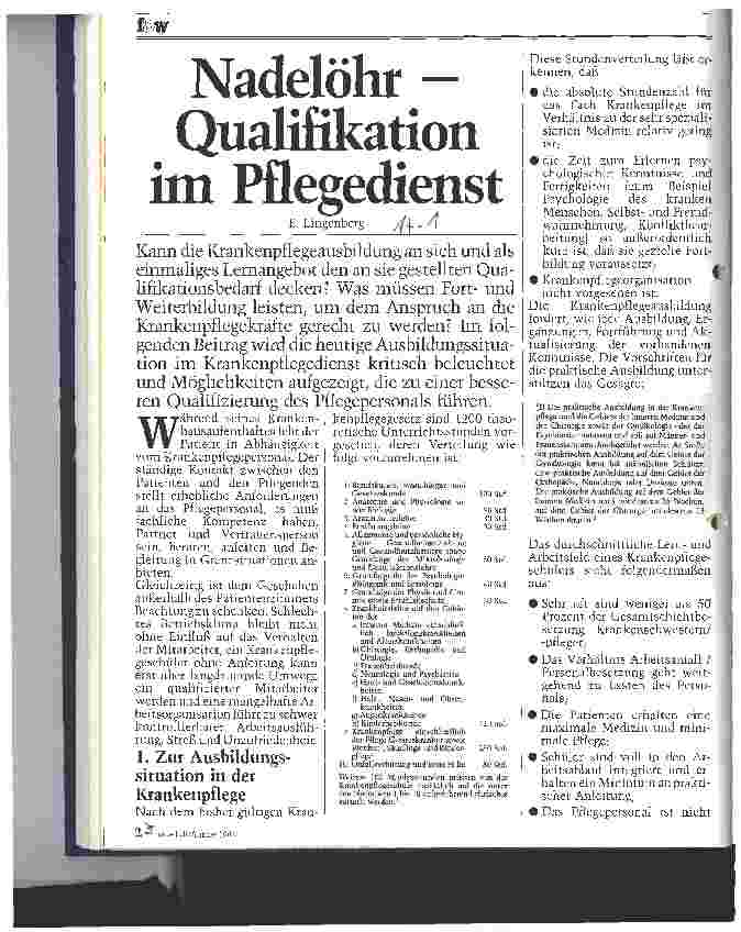 Vorschauseite 1: Nadelöhr - Qualifikation im Pflegedienst