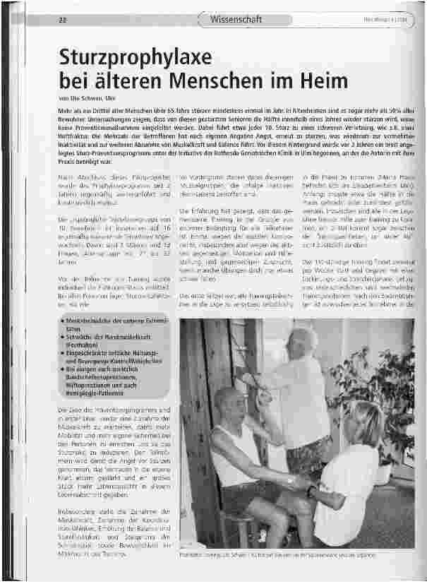 Vorschauseite 1: Sturzprophylaxe bei älteren Menschen im Heim