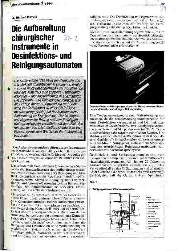 Vorschauseite 1: Die Aufbereitung chirurgischer Instrumente in Desinfektionsund Reinigungsautomaten