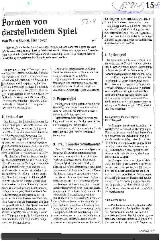 Vorschauseite 1: Formen von darstellendem Spiel