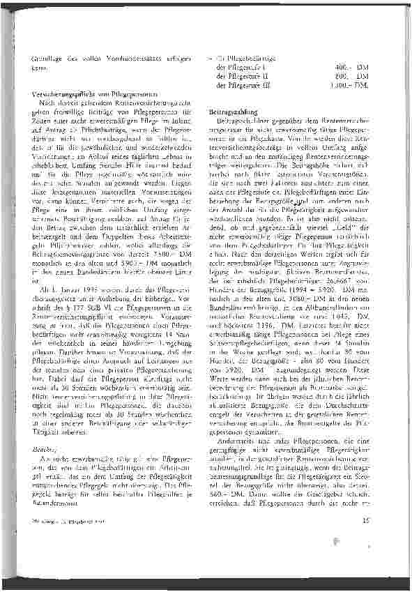 Vorschauseite 2: Zur Pflegeverischerung der Rentner, Versicherungspflicht von Pflegepersonen, Beitragszahlung und Pflegeberücksichtigungszeiten