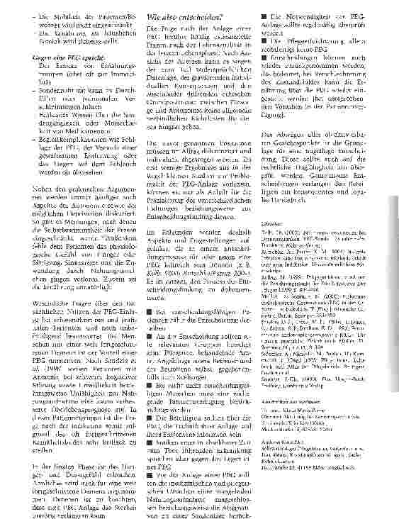 Vorschauseite 3: Schwierige Entscheidung: PEG - ja oder nein?