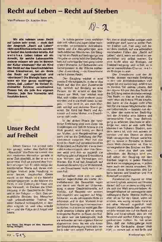 Vorschauseite 1: Recht auf Leben - Recht auf Sterben