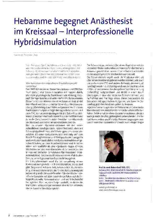 Vorschauseite 1: Hebamme begegnet Anästhesist im Kreissaal - Interprofessionelle Hybridsimulation