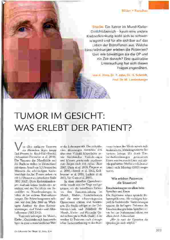 Vorschauseite 1: TUMOR IM GESICHT: WAS ERLEBT DER PATIENT?