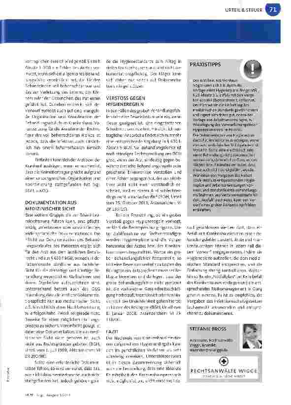 Vorschauseite 2: HAFTUNG KRANKENHAUSHYGIENEEin unterschätztes Risiko