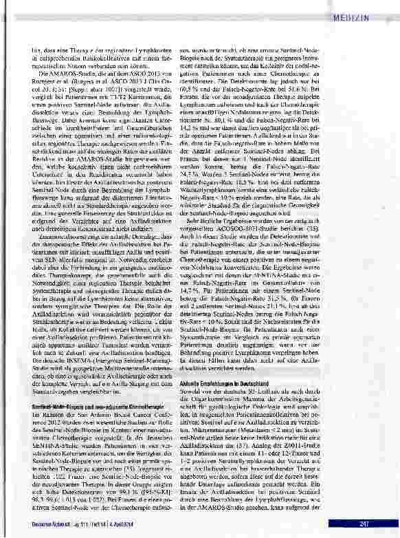 Vorschauseite 4: Sentinel-Node-Biopsie und Axilladissektion beim Mammakarzinom