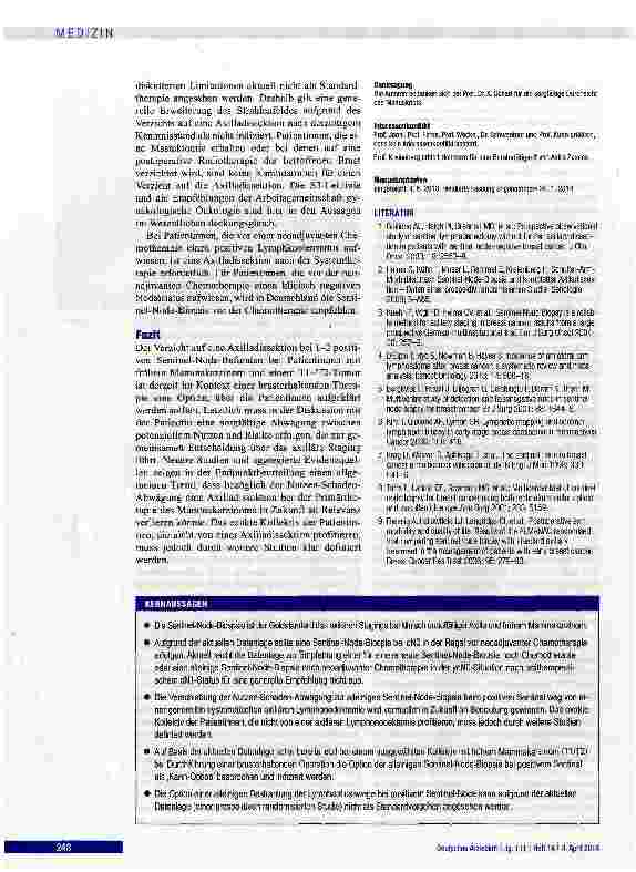Vorschauseite 5: Sentinel-Node-Biopsie und Axilladissektion beim Mammakarzinom