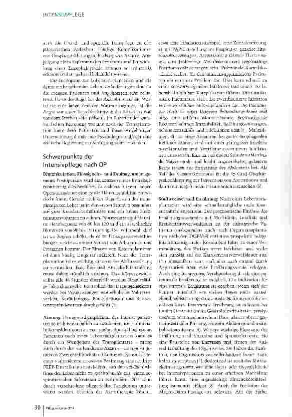 Vorschauseite 2: Lebertransplantation: Patienten brauchen umfassende Intensivpflege