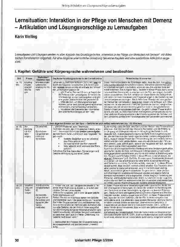Vorschauseite 2: Lernsituation: Interaktion in der Pflege von Menschen mit Demenz - Artikulation und Lösungsvorschläge zu Lernaufgaben