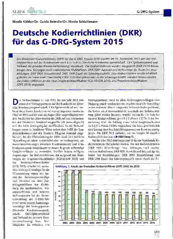 Vorschauseite 1: Deutsche Kodierrichtlinien (DKR) für das G-DRG-System 2015