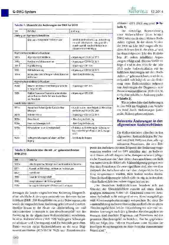Vorschauseite 2: Deutsche Kodierrichtlinien (DKR) für das G-DRG-System 2015