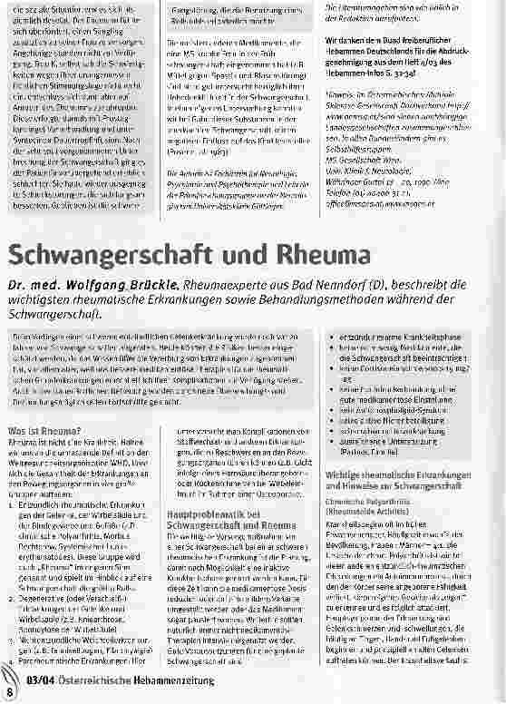 Vorschauseite 1: Schwangerschaft und Rheuma