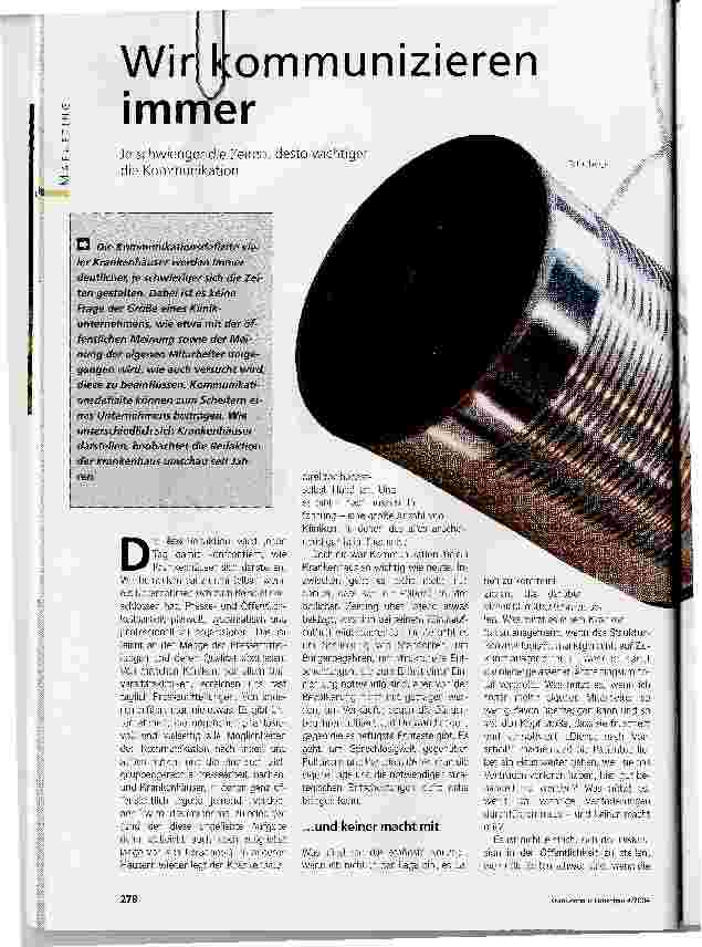 Vorschauseite 1: Wir kommunizieren immerJe schwieriger die Zeiten, desto wichtiger die Kommunikation