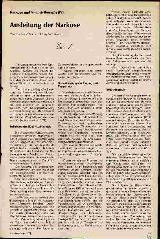Vorschauseite 1: Ausleitung der Narkose
