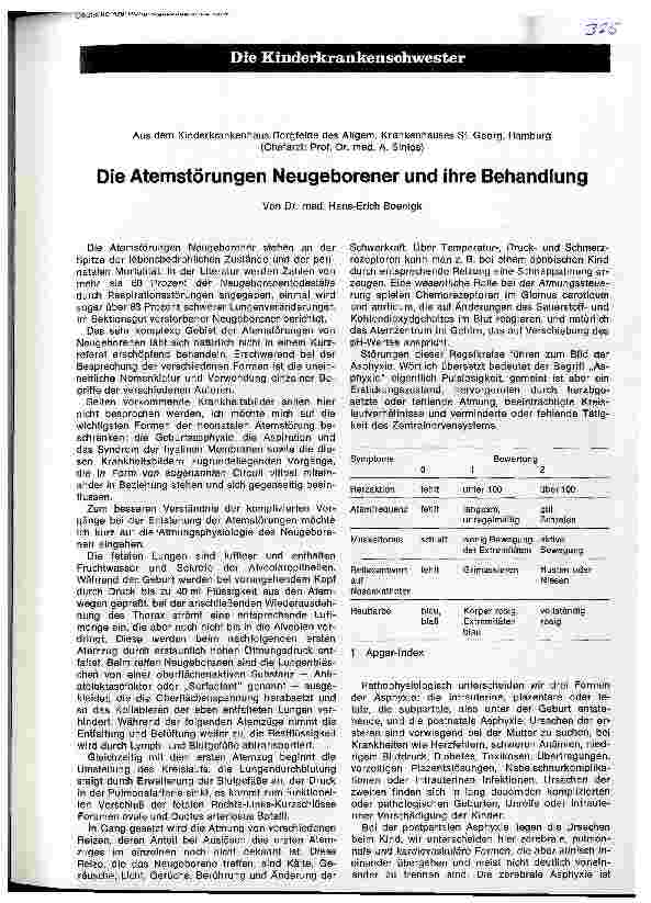 Vorschauseite 1: Die Atemstörungen Neugeborener und ihre Behandlung