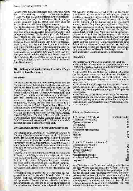 Vorschauseite 2: Krankenpflegeverwaltung und klinische Anleitung Studienangebot des Dundee College of Technology