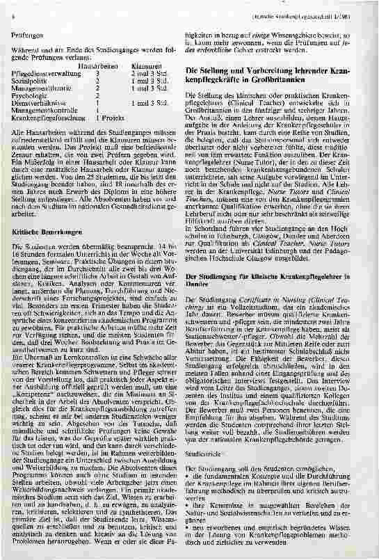 Vorschauseite 3: Krankenpflegeverwaltung und klinische Anleitung Studienangebot des Dundee College of Technology