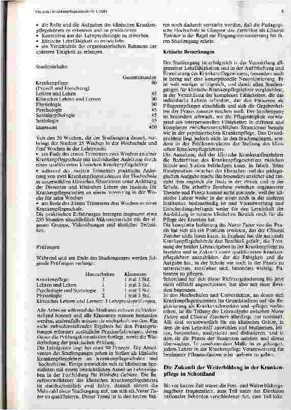 Vorschauseite 4: Krankenpflegeverwaltung und klinische Anleitung Studienangebot des Dundee College of Technology