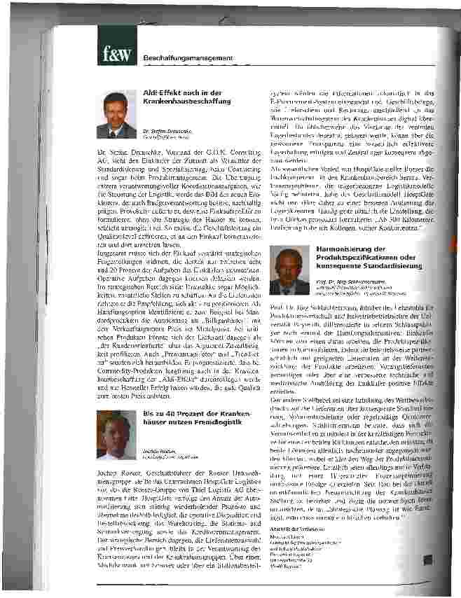 Vorschauseite 4: Neue Wege im Einkauf entscheiden über den Erfolg3. Forum für Beschaffungsmanagement im Aesculapium in Tuttlingen