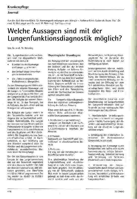 Vorschauseite 1: Welche Aussagen sind mit der Lungenfunktionsdiagnostik möglich?