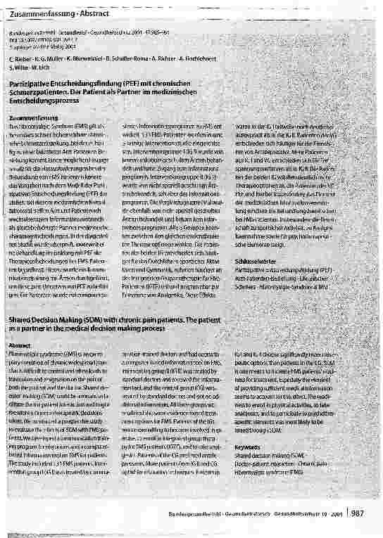 Vorschauseite 3: Partizipative Entscheidungsfindung (PEF) mit chronischen SchmerzpatientenDer Patient als Partner im medizinischen Entscheidungsprozess