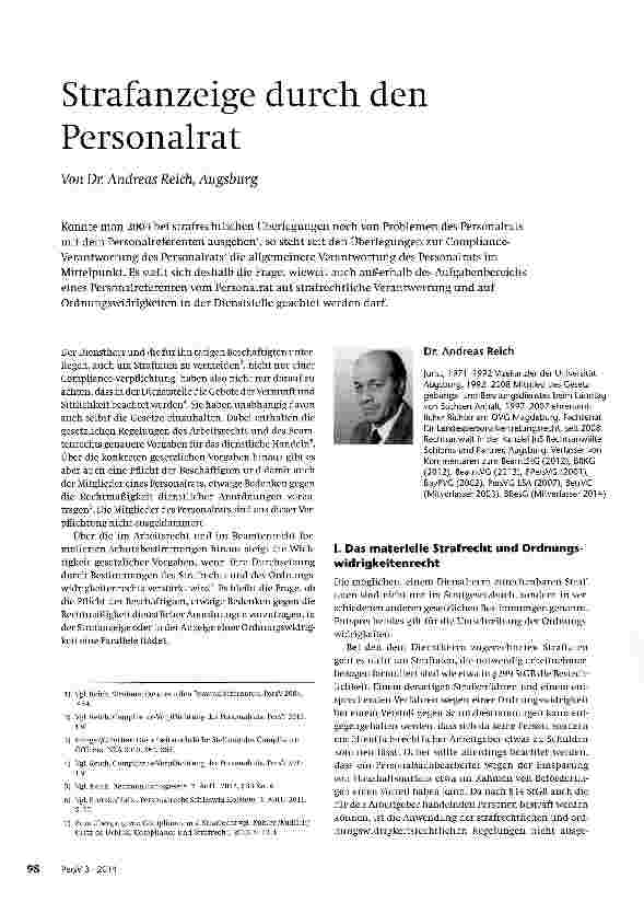 Vorschauseite 1: Strafanzeige durch den Personalrat