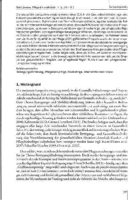 Vorschauseite 2: Konzepte zur Bewegungsförderung in der Langzeitversorgung - Eine Orientierungshilfe für stationäre Pflegeeinrichtungen