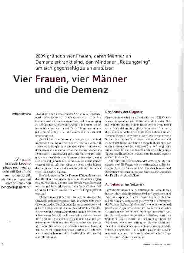 Vorschauseite 1: Vier Frauen, vier Männer und die Demenz