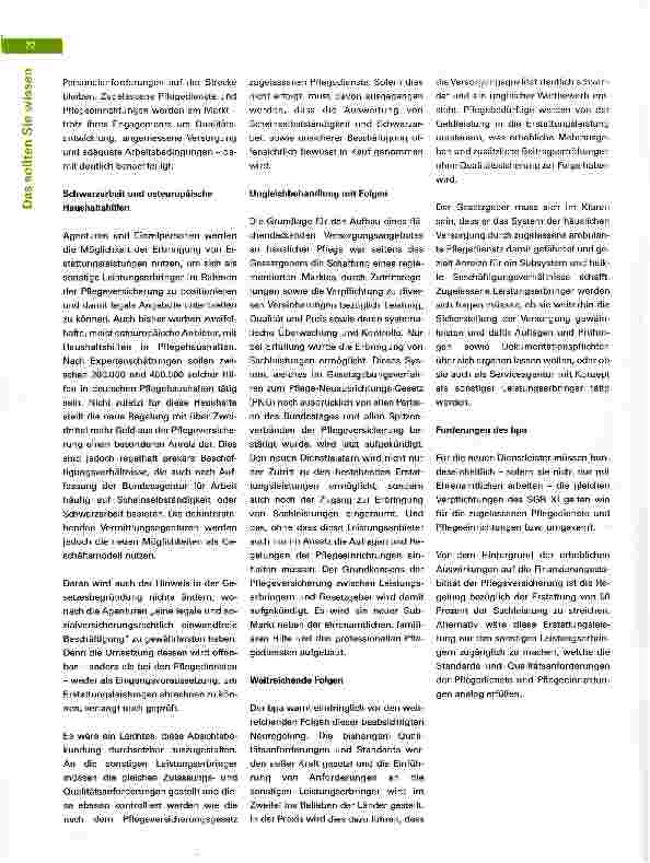 Vorschauseite 3: bpa warnt vor qualitätsloser Billigpflege Pflegeversicherungsreform will ambulante Pflege stärken und gefährdet deren Existenz