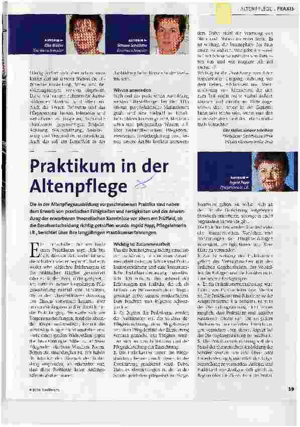 Vorschauseite 1: Praktikum in der Altenpflege