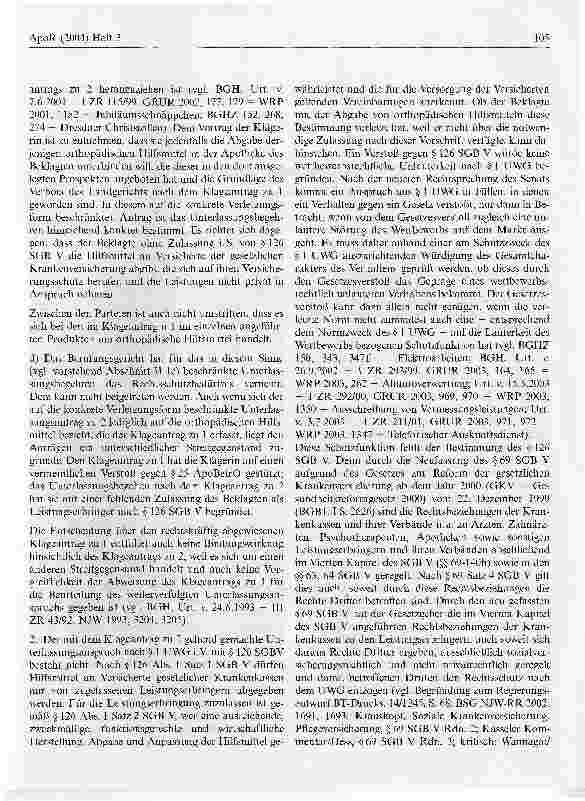 Vorschauseite 3: ApothekenwettbewerbBGH, Urteil vom 2. Oktober 2003, AZ: I ZR 117/01