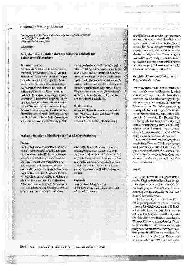 Vorschauseite 3: Aufgaben und Funktion der Europäischen Behörde für Lebensmittelsicherheit