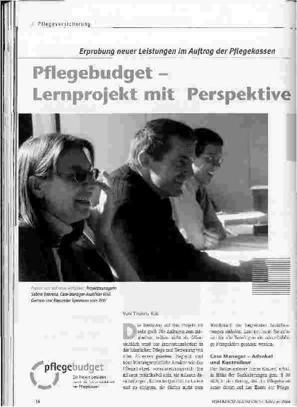 Vorschauseite 1: Pflegebudget - Lernprojekt mit Perspektive