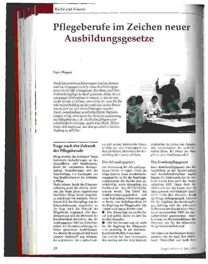 Vorschauseite 1: Pflegeberufe im Zeichen neuer Ausbildungsgesetze