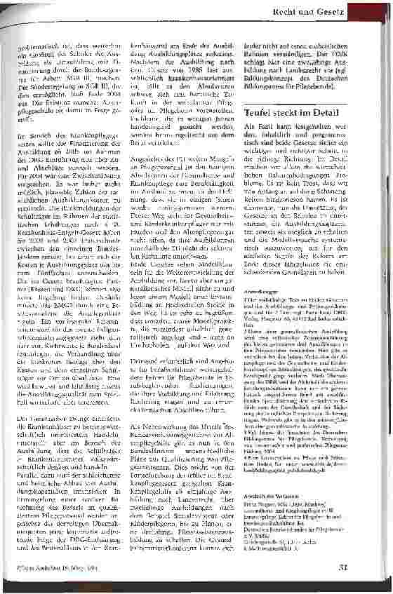 Vorschauseite 4: Pflegeberufe im Zeichen neuer Ausbildungsgesetze