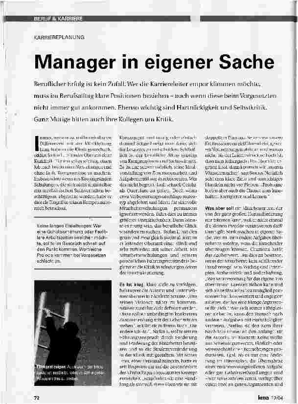 Vorschauseite 1: Manager in eigener Sache